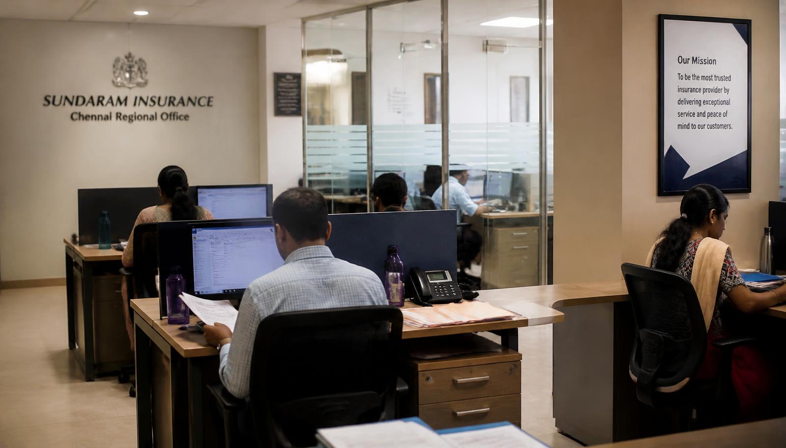 Professionals at work inside an insurance office
